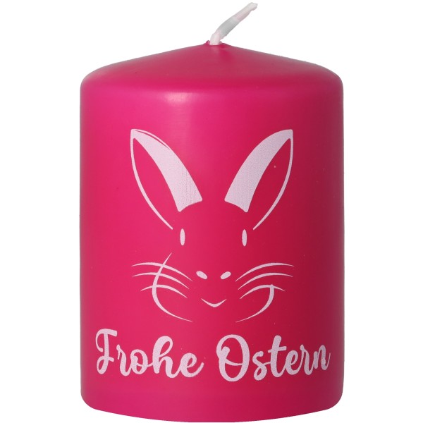 Stumpenkerze "Frohe Ostern" Pink