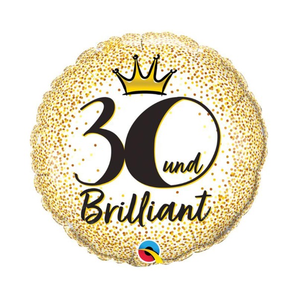 Folienballon gepunktet "30 und Brilliant"