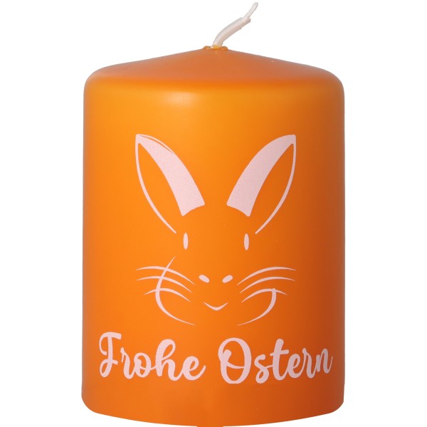 Stumpenkerze "Frohe Ostern" Orange